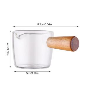 Nordic Mini Sauce Glass Pot Cup Pitcher Kayu Wadah Tempat Gula Cair