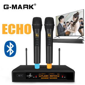 Mikrofon Karaoke Bluetooth G-MARK KARAOKE BASE 3 Mikrofon Dinamis Nirkabel UHF Profesional Built-in Echo Efek Treble Untuk TV Soundbar Speaker Langsung Pertunjukan Pesta Rumah