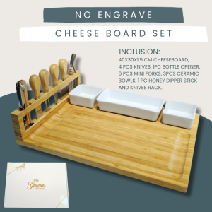 PREMIUM GIFT Personalized Gift Engrave Bamboo Board Charcuterie Platter Cheese Tags Cheese Board Cheeseboard Grazing with FREE Honey Stick Birthday Corporate Party Gift Set Cheese and Wine Couple Gifts Mom Dad Giveaways