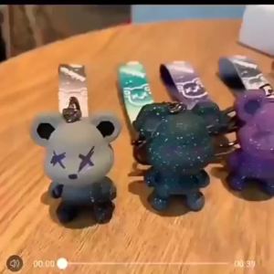 Gradient Starry Bear Keychain PVC Cartoon Pendant Cute Bag Charm for Couples