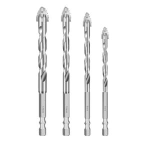 4Pcs 6/8/10/12mm Precisions Four Edges Eccentric Set for Drilling Concrete Brick and with 1/4" Hex Shank