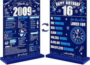 18th Birthday Decorations Back in 2007 Table Sign for Boys Blue Silver 18 Birthday Two-Sided Wooden Table Poster with Stand Party Supplies Blue 18 Years Old Bday Display Holder Decor for Table Decor