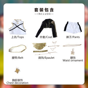 Kids K-Pop Demon Hunters Mira black gold cosplay costume anime demon hunter Zoe Childrens stage costumes Rumi cosplay wig