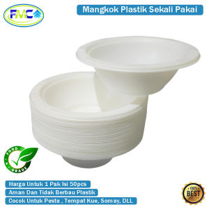 Mangkuk Plastik Food Grade Mangkok Sekali Pakai Murah Wadah Makanan Tempat Makanan Warna Putih Polos M6 M7 Per Pack Isi 50 Pcs Murah Lebih Praktis
