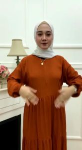 Gamis Muslim Susun Ruffle Rayon Adem Busui Friendly