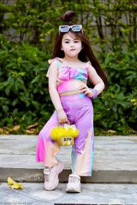 ชุดลายไฟม่วงขาวดำฮิต