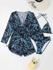 2024 Cross-Border New Arrival Split Swimsuit plus Size Bikini Three-Piece Printed European and American Foreign Trade Swimsuit plus-Sized plus-Sized ㏇L0514
