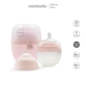 Mombella ขวดนมซิลิโคน+PPSU รูปทรงเต้านม  พร้อมจุกนมลดอาการโคลิค สำหรับทารก 0-3 เดือน ขนาด 4 ออนซ์ (120ml)