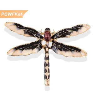 【PCWFKef】 เข็มกลัดเคลือบพลอยเทียมรูปสัตว์แมลงปอเครื่องประดับของขวัญสำหรับผู้หญิง