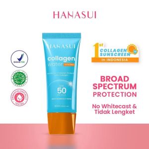 Hanasui Collagen Water Sunscreen Lightweight Pro Calming SPF 50 No Whitecast Jerawat Acne Halal Skincare