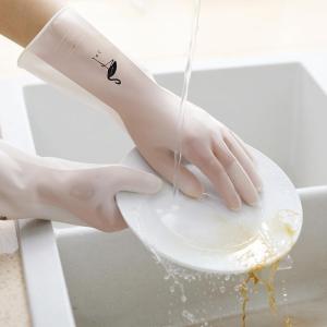 Rubber Dishwashing Gloves Kitchen Cleaning Gloves Washing Gloves Long Gloves Elastic Gloves Household Durable Gloves