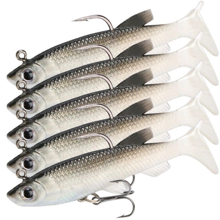 Fishing Lures for Bass 8cm13g T-Tail Fishing Jig Head Swimbaits Bass  Fishing Lures Soft Plastic Swimbaits with Paddle Tail
