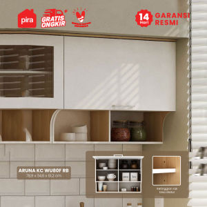 PIRA METROPOLIS OX -  ARUNA KC WU80F RB Rak Dapur / Rak Gantung Dapur / Kitchen Set Atas 2 Pintu Flip dengan Rak Bumbu