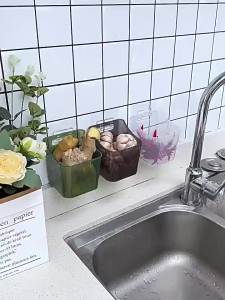SXH Kitchen wall-mounted storage basket for onions ginger and garlic multifunctional ginger basket organizer