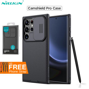 Nillkin CamShield Frosted Carbon Fiber Cover Shockproof Case for Samsung Galaxy S23 Ultra / Galaxy S24 Ultra (Black)