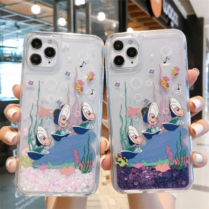 Oyster Shell Case for iPhone 15 14 16 17 Pro Max Phone Cases Colorful Quicksand 17 17Pro Liquid Cover Women Japan Cartoon Brand