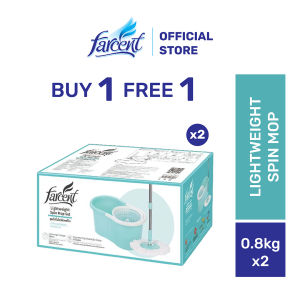 [BUY 1 FREE 1] Farcent Light Weight 360° Spin Mop with Bucket Set Mop Lantai Easy Extendable Handle Bar Powerful Suction Microfiber