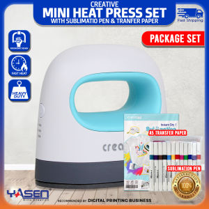 Creative Heat Press Set Mini Easy Mini Heat Press Blue Sublimation Pen 50 Sheets A5 Size Express Sublimation Paper Stationery Arts & Crafts Art Surfaces