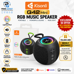Kisonli Q42 Mini RGB Music Speaker Portable Powerful Sound RGB Light 1200mAh Battery Waterproof Bluetooth Speaker with Type-C Charging