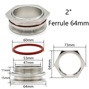 1.5" 2" Weldless Bulkhead Tri Clover Clamp SS304 Sanitary Stainless Steel Water Tank Beer Can Connector Fittings Homebrew