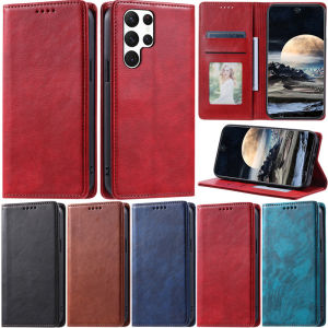 Flip Leather Case For Samsung Galaxy S24 S23 S22 S21 Ultra S25 Plus S20 FE Note 20 Ultra Litchi Book Wallet Card Slot Phone Cover