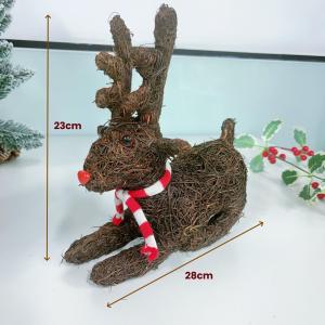 Christmas deer elk Christmas ornaments hand-woven natural rattan crafts Christmas tree decoration home decoration