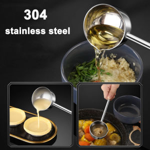 Oil Pouring Spoon 304 Stainless Steel Long Handle Sauce Spoons Sauce Seasoning Spoon Kitchen Cooking Tools Multifunctional Durable
