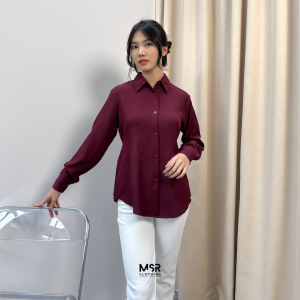 MSR Elsira - Kemeja Wanita Kerja Kantoran Cewek Kuliah Kekinian Blouse Polos Atasan Lengan Panjang