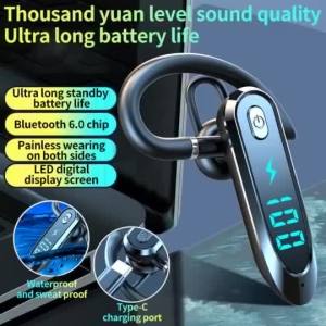 Single Ear Wireless Headset Driving Headphones Digital Display Business Noise Cancelling Headset Sports Earhook Earphones Long Battery Life