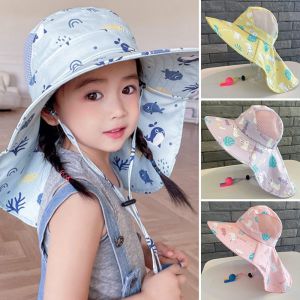 SIXIS Polyester Mũ tai bèo trẻ em Chống tia UV Có Còi Mũ đi biển Ngoài trời Hoạt hình Mũ Panama Trẻ sơ sinh bé gái bé trai