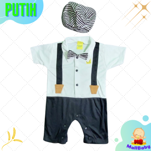 Akachan Baju Bayi Laki 0 sampai 6 Bulan Romper Tuxedo  Dasi Baju Pesta  Kostum Bayi Lucu Gemoy