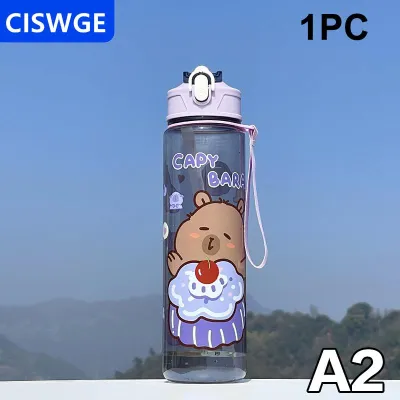 [COD] CISWGE AUTOPARTS 800ml Cartoon Capybara Water Bottle Plastic Water Cup Portable Large Capacity With Straw Water Bottle Travel Outdoor