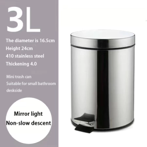 Stainless Steel Step On Trash Can with Lid Indoor Waste Bin