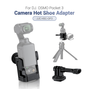 JJC 2 In 1 Camera Hot Shoe Expansion Adapter + Magnetic Neck Holder / Extendable Tripod / RGB LED Light Kit For DJI Osmo Pocket 3 With 1/4-20 Screw Hole & Cold Shoe Mount Design to Mount Osmo Pocket 3 Onto Camera Hot Shoe /Tripod