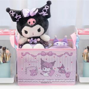 Christmas Gift Halloween Sanrio Kawaii My Melody Cosmetics Storage Baskets Kuromi Cinnamoroll Anime Cartoon Foldable Makeup Table Sundries Storage Box