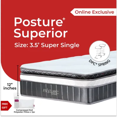 (BACK SUPPORT SPRING MATTRESS) Goodnite Posture Superior 12inch Patented DPC® Spring + Plush Top Mattress/Tilam (10 Years Warranty)