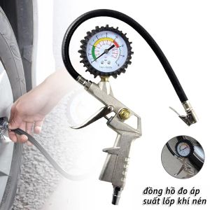 Đồng Hồ Đo Áp Suất Lốp Và Đầu Vòi Bơm Lốp Ô Tô Xe Máy - Dụng Cụ Cần Thiết Cho Mọi Tài Xế