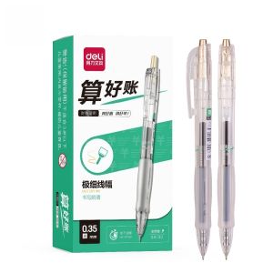 Deli 12PCS Press Gel Pen 0.35mm Gel Pen Black Quick-Drying Writing Office School Supplies