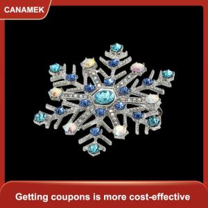 【CANAMEK 】 Fashion Luxury Rhinestone Snowflake Brooches For Women Clothing Coat Jewelry Accessories Gifts
