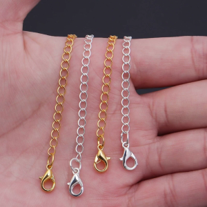 10Pieces Necklace Extenders Gold Silver Bracelet Anklet Extension Chains with Lobster Clasps and Closures 5/7/10/12/15cm