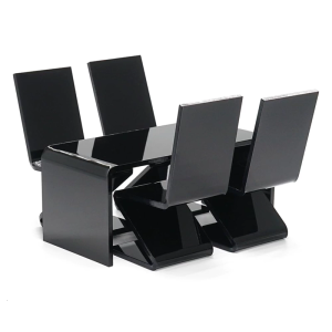 ชุดเฟอร์นิเจอร์ขนาดจิ๋วสำหรับบ้านตุ๊กตา1/12ตารางคริลิคและเซ็ตเก้าอี้ไม้ของเล่นสำหรับตกแต่งห้องรับประทานอาหารห้องนั่งเล่นทันสมัย