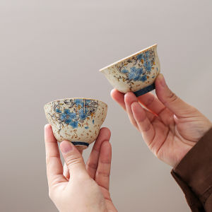 窗花火石红喝茶杯子陶瓷品茗杯精致主人杯茶盏单杯功夫茶具高颜值