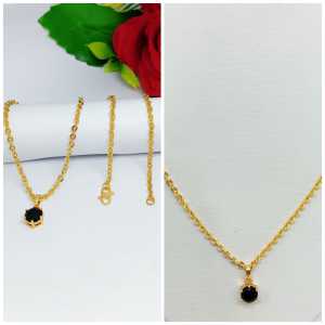 KALUNG TITANIUM RANTAI NORI PERMATA WARNA TERKINI PERHIASAN WANITA SIMPEL ELEGANT ANTI KARAT&LUNTUR