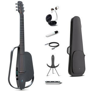 Enya nexg 2 sợi Carbon Guitar điện âm thanh thông minh du lịch Guitar âm thanh với loa không dây 50W mic-rô không dây tai nghe Màn hình Hi-Fi công tắc chân đế sạc và gigbag (Màu Đen)