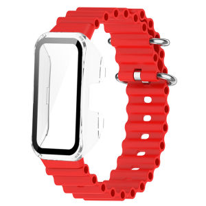 cho Huawei Band 10 Dây đeo silicon Ocean có vỏ bảo vệ màn hình cho Huawei Band 8 9 10 Dây đeo đồng hồ thay thế Vòng đeo tay