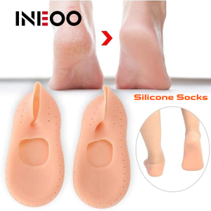 Ineoo 1 Cặp Vớ Gel dưỡng ẩm nứt nẻ chân bằng silicon vớ Silicone chống trượt khô làm giảm sức khỏe móng chân bảo vệ chăm sóc da