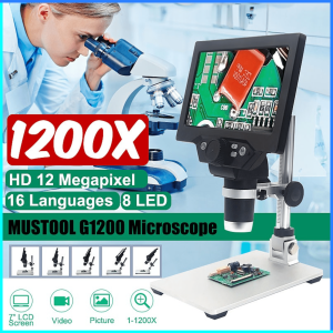 PENGIRIMAN JAKARTA Taffware Mikroskop Digital 12MP 1200X Monitor 7 Inch with Metal Stand G1200 / mikroskop digital buat servis hp pembesar laboratorium