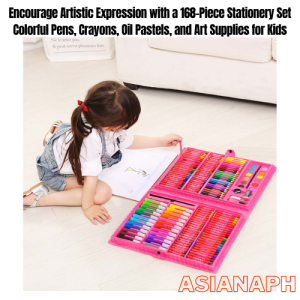 Encourage Artistic Expression with a 168-Piece Stationery Set Colorful Pens Crayons Oil Pastels Art Supplies for Kids
