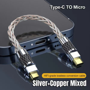 Hifi Type C Micro USB Headphone Adapter OTG Converter 4N Pure Silver Audio Amplifier Sound Card USB C Data Cable Earphone type-c