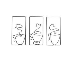 3Pcs Coffee Bar Metal Wall Art Coffee Cup Signs Metal Coffee Bar Decor For Kitchen Restaurant Cafe